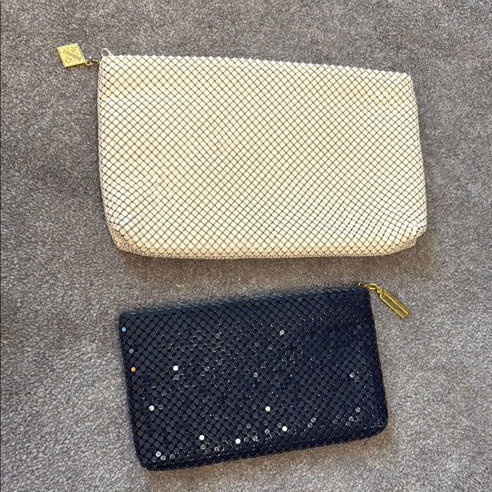 Vintage Whiting and Davis International Navy blue Metallic Beaded Clutch